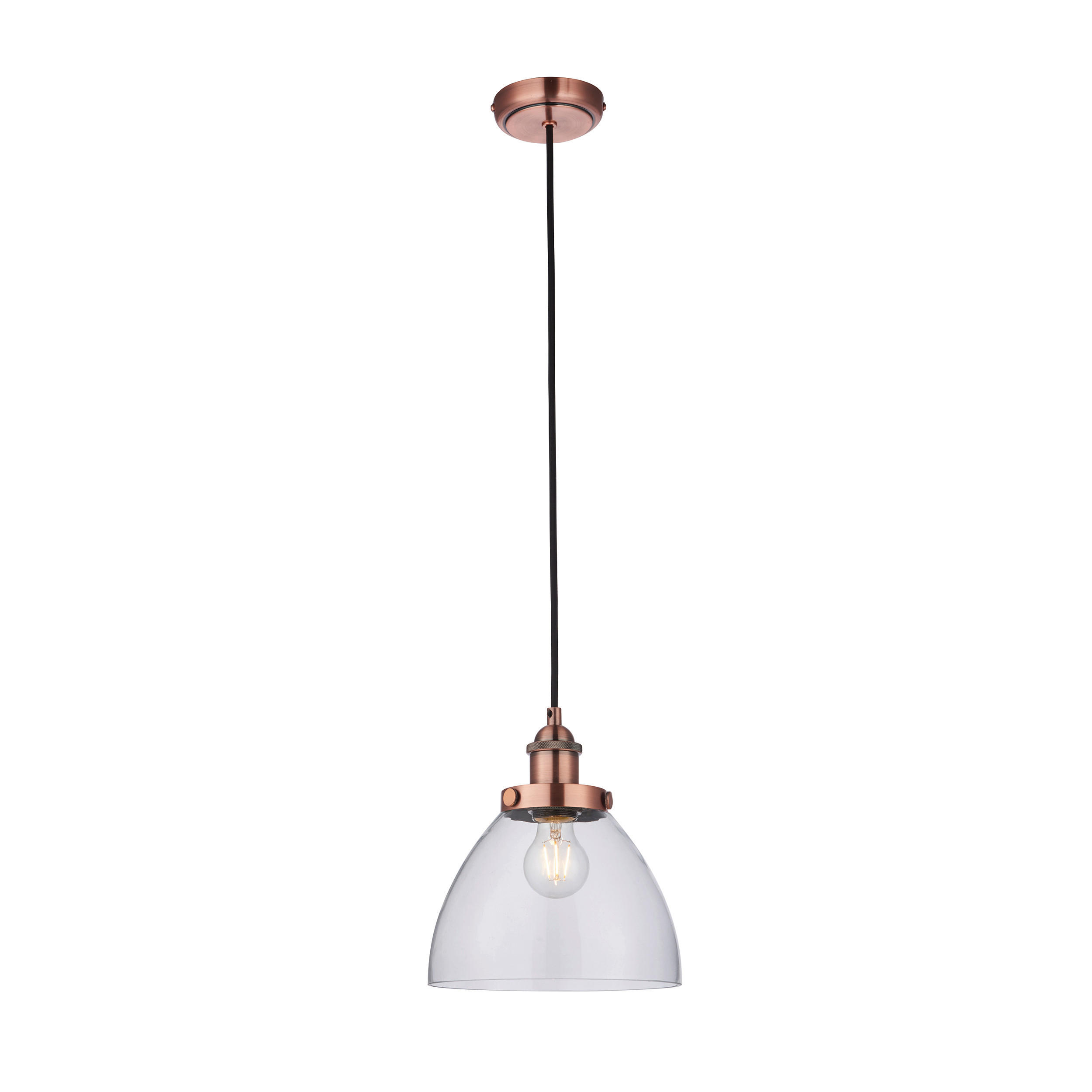 HÄNGELEUCHTE 22.5/127 cm  - Klar/Kupferfarben, KONVENTIONELL, Glas (22.5/127cm) - ENDON