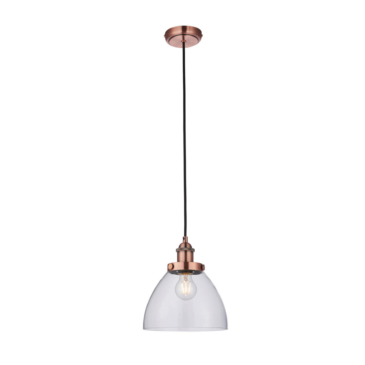 HÄNGELEUCHTE 22.5/127 cm  - Klar/Kupferfarben, KONVENTIONELL, Glas (22.5/127cm) - ENDON
