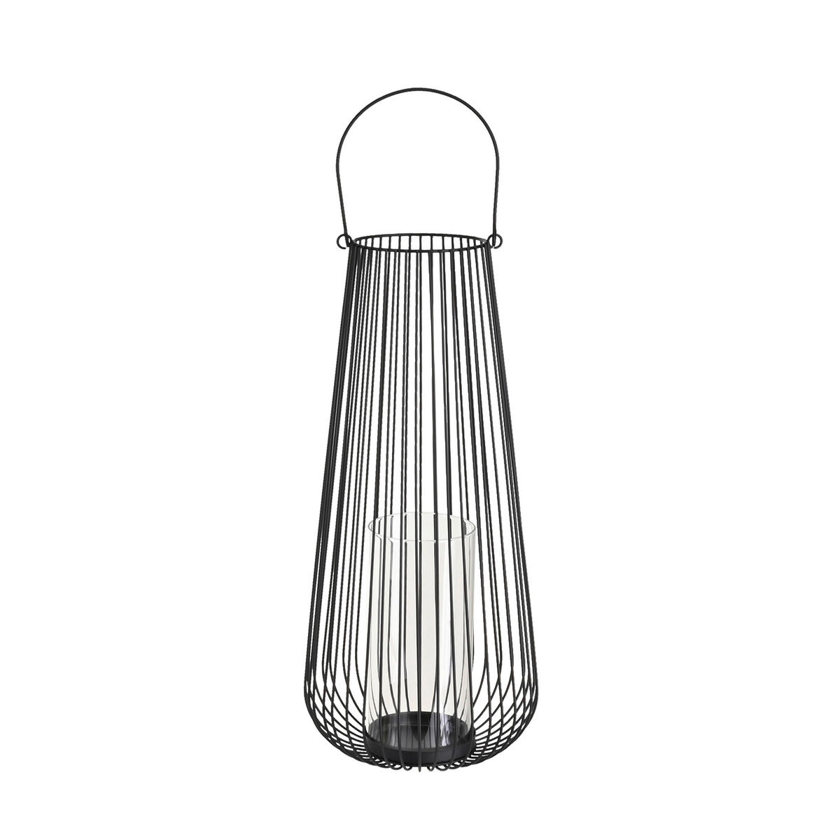 LATERNE - Schwarz, Trend, Glas/Metall (19,5/45,5cm) - Ambia Home