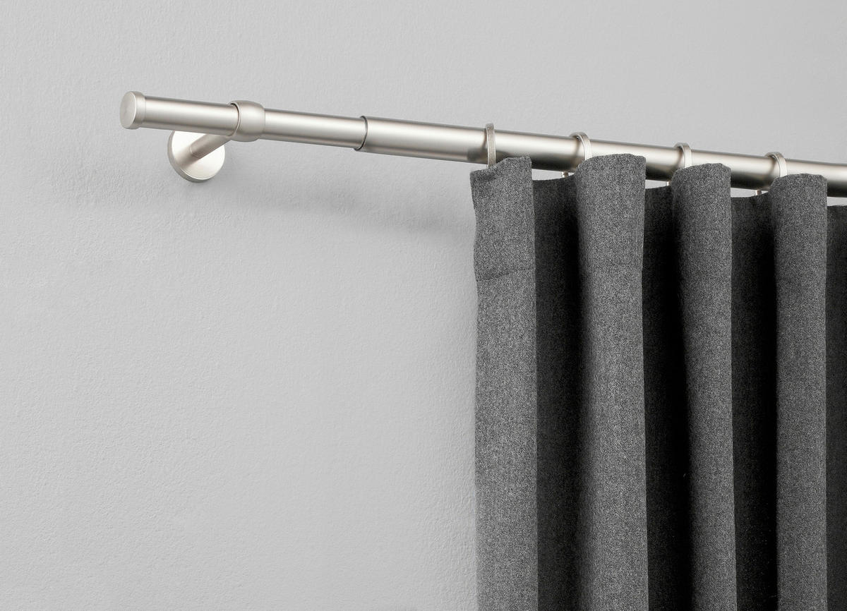 VORHANGSTANGENSET  210 cm  - Grau Hochglanz, Basics, Metall (210cm)