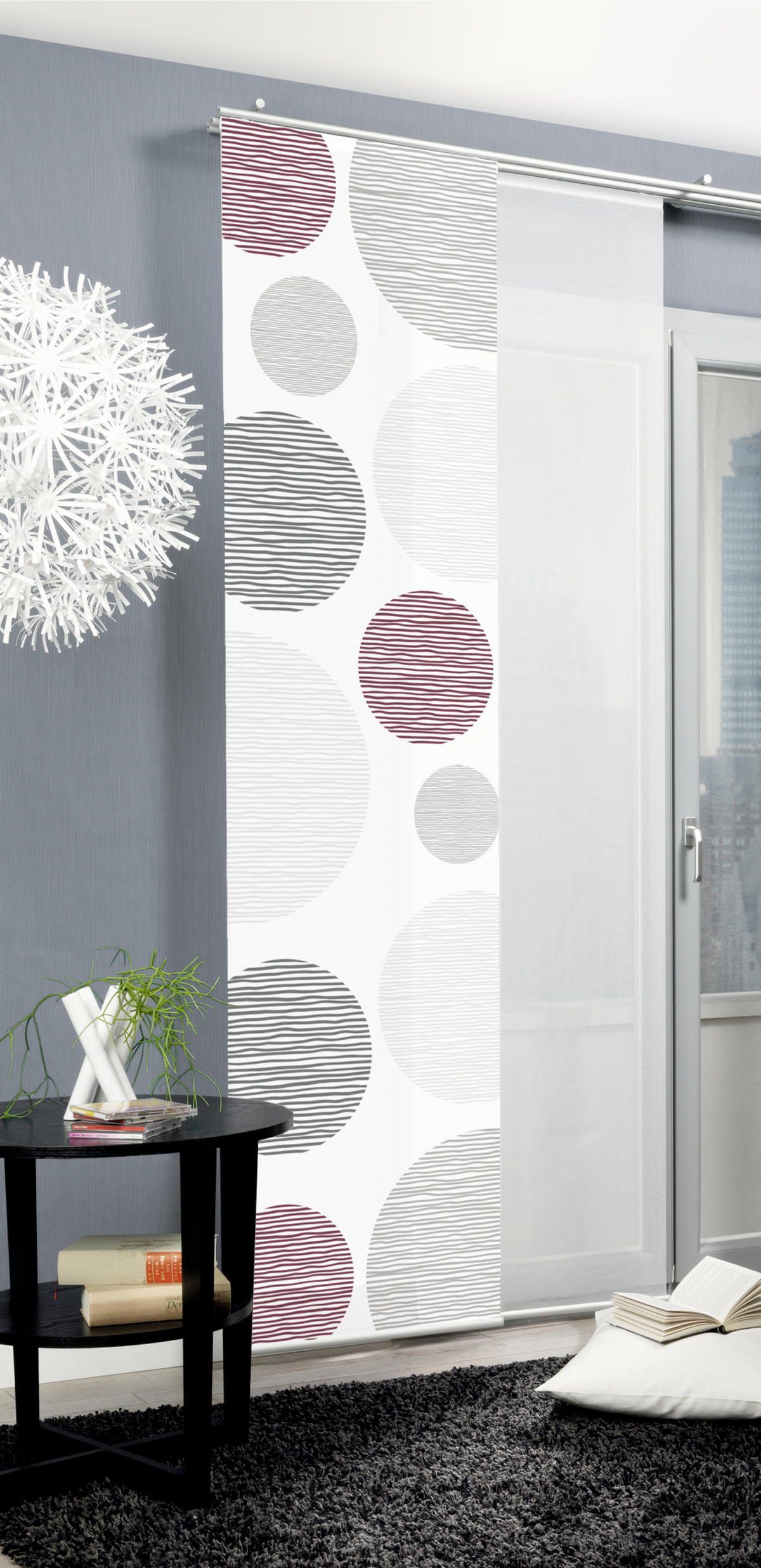 FLÄCHENVORHANG   blickdicht   60/245 cm  - Bordeaux, Design, Textil (60/245cm)