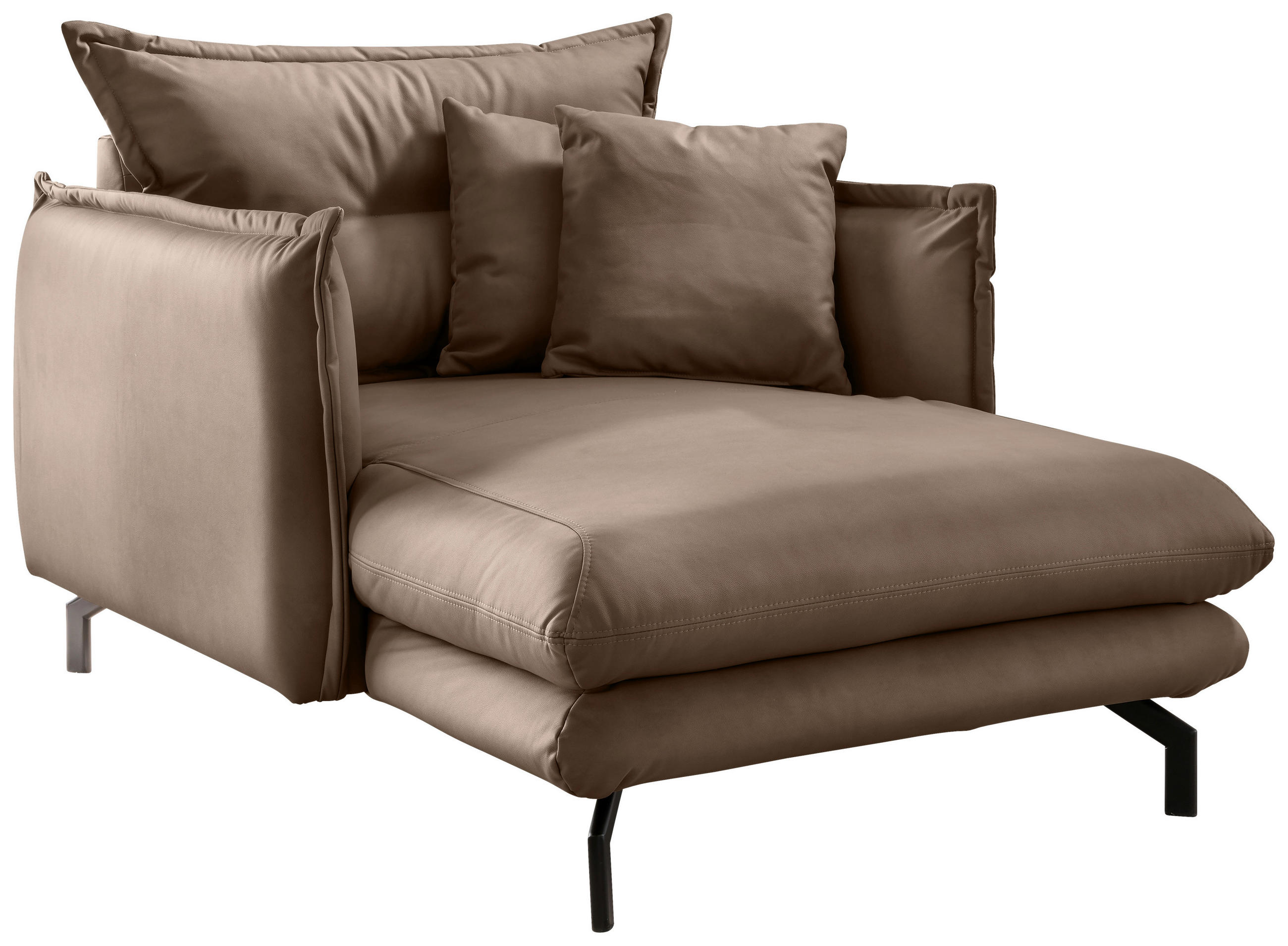 XXL-SESSEL in Lederlook Braun  - Schwarz/Braun, Modern, Textil/Metall (111/101/167cm) - Livetastic