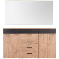 GARDEROBE 2-teilig  in 180/195/38 cm  - Eichefarben/Anthrazit, Konventionell, Holzwerkstoff (180/195/38cm) - Moderano