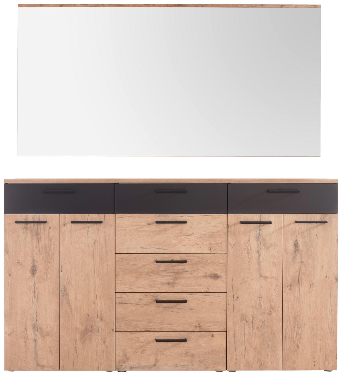 GARDEROBE 2-teilig  in 180/195/38 cm  - Eichefarben/Anthrazit, Konventionell, Holzwerkstoff (180/195/38cm) - Moderano