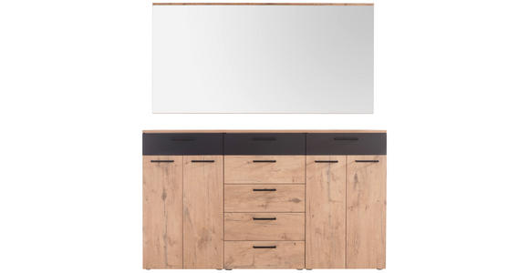GARDEROBE 2-teilig in 180/195/38 cm - Eichefarben/Anthrazit, KONVENTIONELL, Holzwerkstoff (180/195/38cm) - Moderano