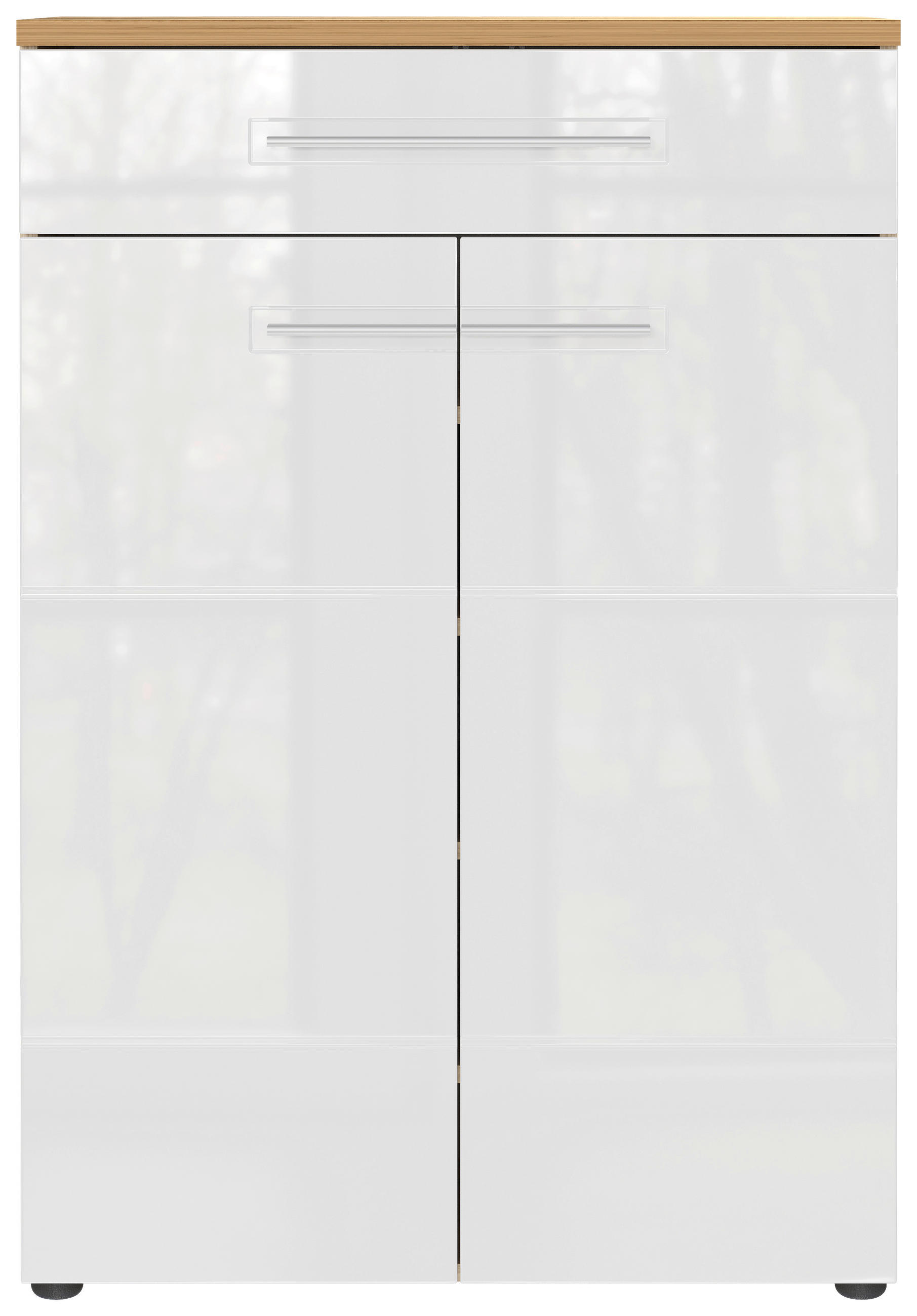 SCHUHSCHRANK Weiß, Eichefarben  - Eichefarben/Silberfarben, MODERN, Holzwerkstoff/Metall (75/110/41cm) - Germania