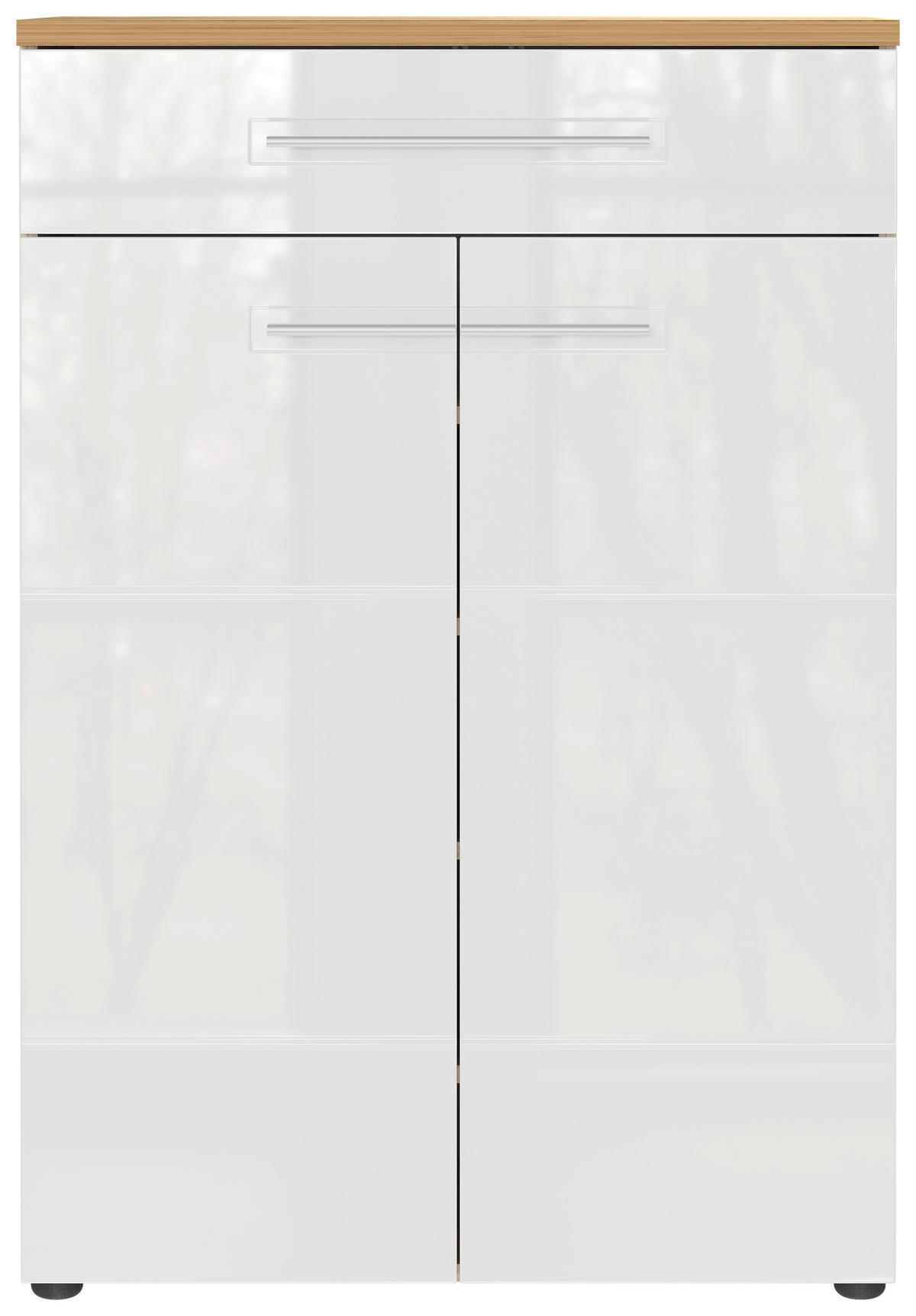 SCHUHSCHRANK Weiß, Eichefarben  - Eichefarben/Silberfarben, MODERN, Holzwerkstoff/Metall (75/110/41cm) - Germania