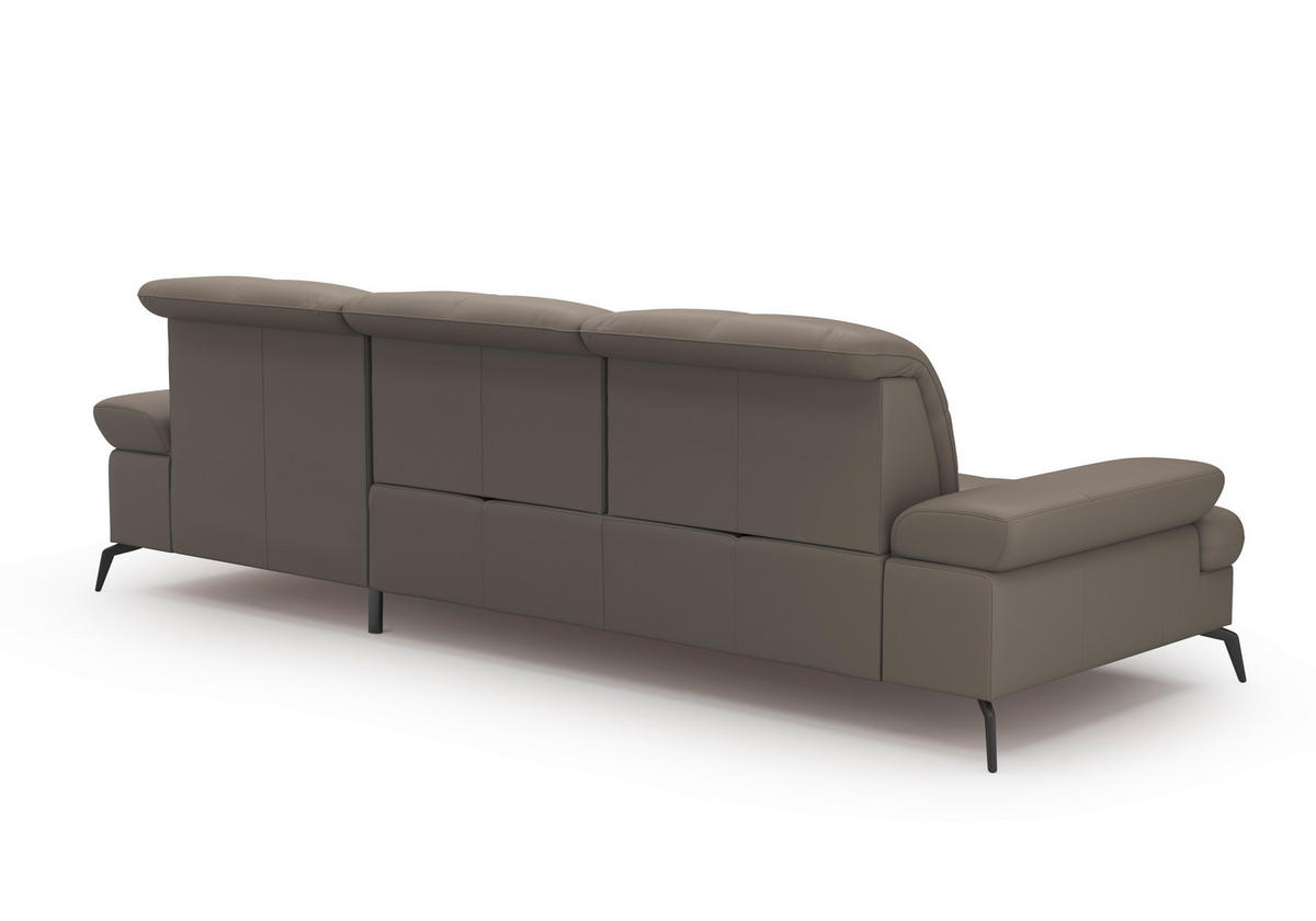 ECKSOFA in Echtleder Grau  - Schwarz/Grau, Konventionell, Leder/Metall (279/185cm) - Sit & More
