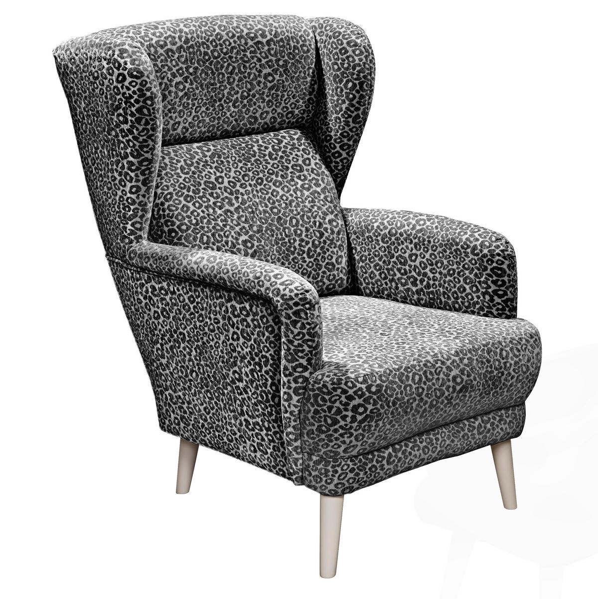 SESSEL Jacquard, Webstoff Schwarz, Weiss  - Kaschmir/Weiss, Modern, Holzwerkstoff/Textil (74/106/94cm) - MID.YOU
