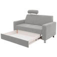 2-SITZER-SOFA in Flachgewebe Hellgrau  - Chromfarben/Hellgrau, Design, Textil/Metall (158/83/85cm) - Xora