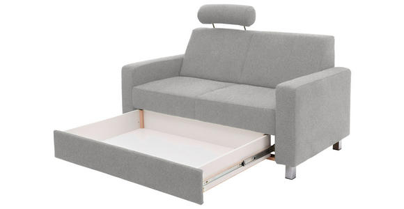 2-SITZER-SOFA in Flachgewebe Hellgrau - Chromfarben/Hellgrau, Design, Textil/Metall (158/83/85cm) - Xora