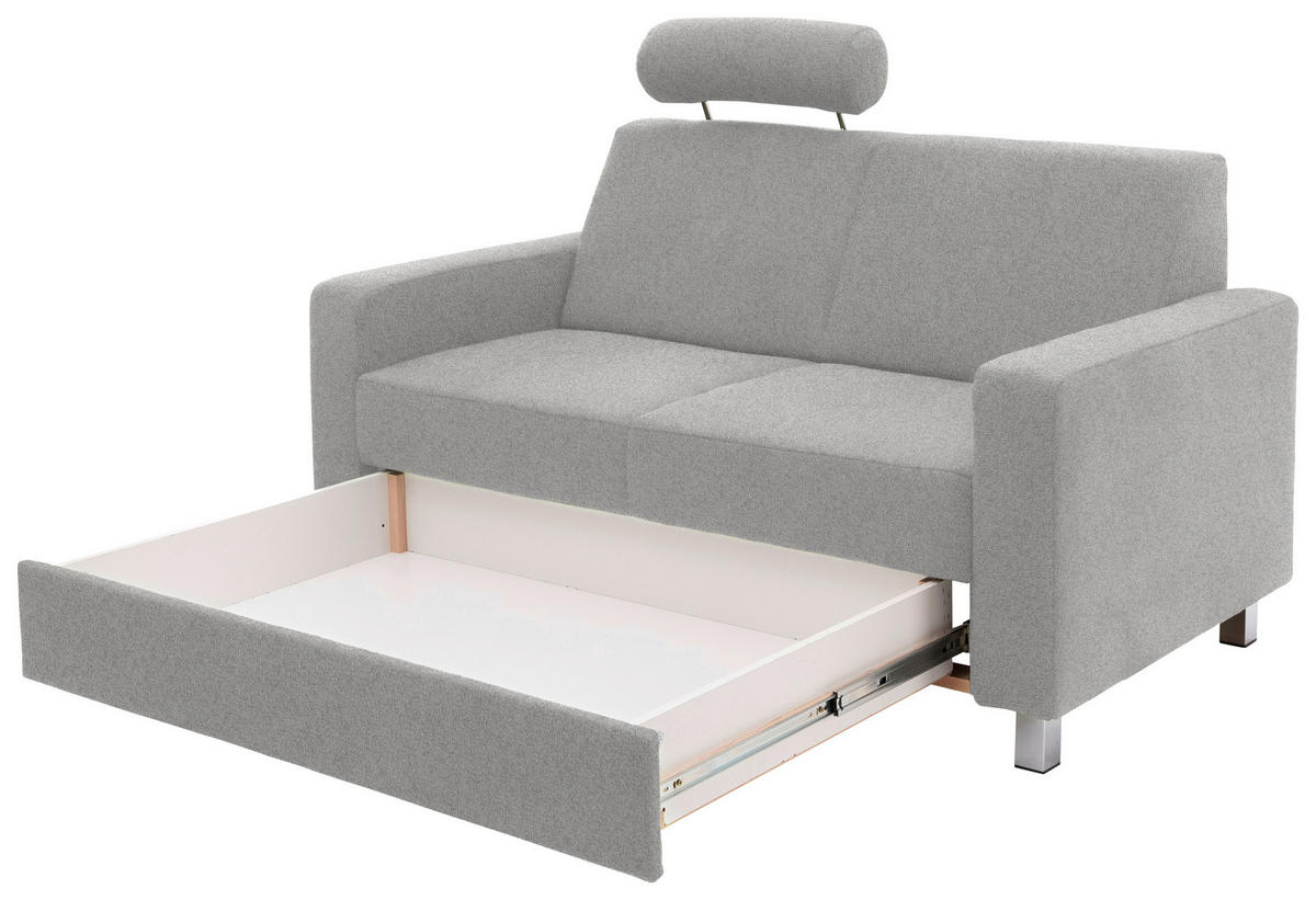 2-SITZER-SOFA in Flachgewebe Hellgrau  - Chromfarben/Hellgrau, Design, Textil/Metall (158/83/85cm) - Xora