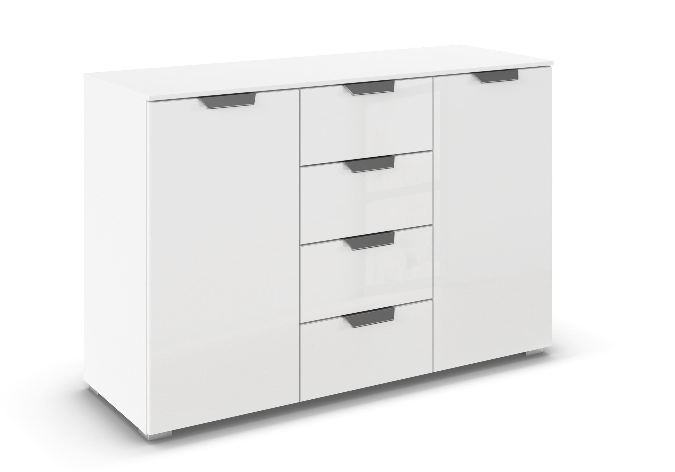 SIDEBOARD  in 120/81/42 cm  - Chromfarben/Weiß, Design, Glas/Holzwerkstoff (120/81/42cm) - Carryhome