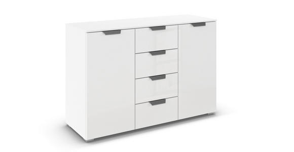 SIDEBOARD  in 120/81/42 cm  - Chromfarben/Weiß, Design, Glas/Holzwerkstoff (120/81/42cm) - Xora