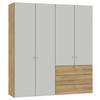 KLEIDERSCHRANK  in Eichefarben, Hellgrau  - Eichefarben/Silberfarben, Design, Holzwerkstoff/Metall (203/220/59cm) - Jutzler