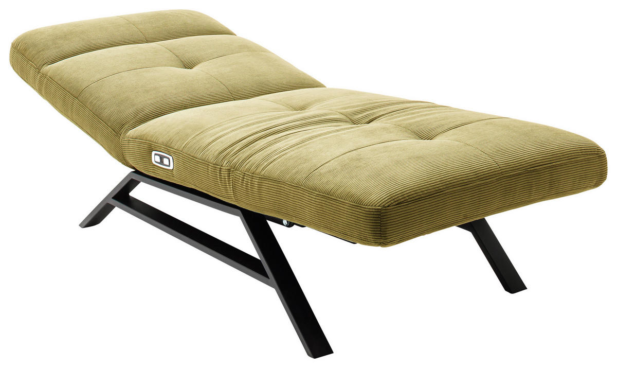 RELAXLIEGE in Cord Hellgrün  - Schwarz/Hellgrün, Design, Textil/Metall (80/54-113/158-198cm) - Pure Home Lifestyle