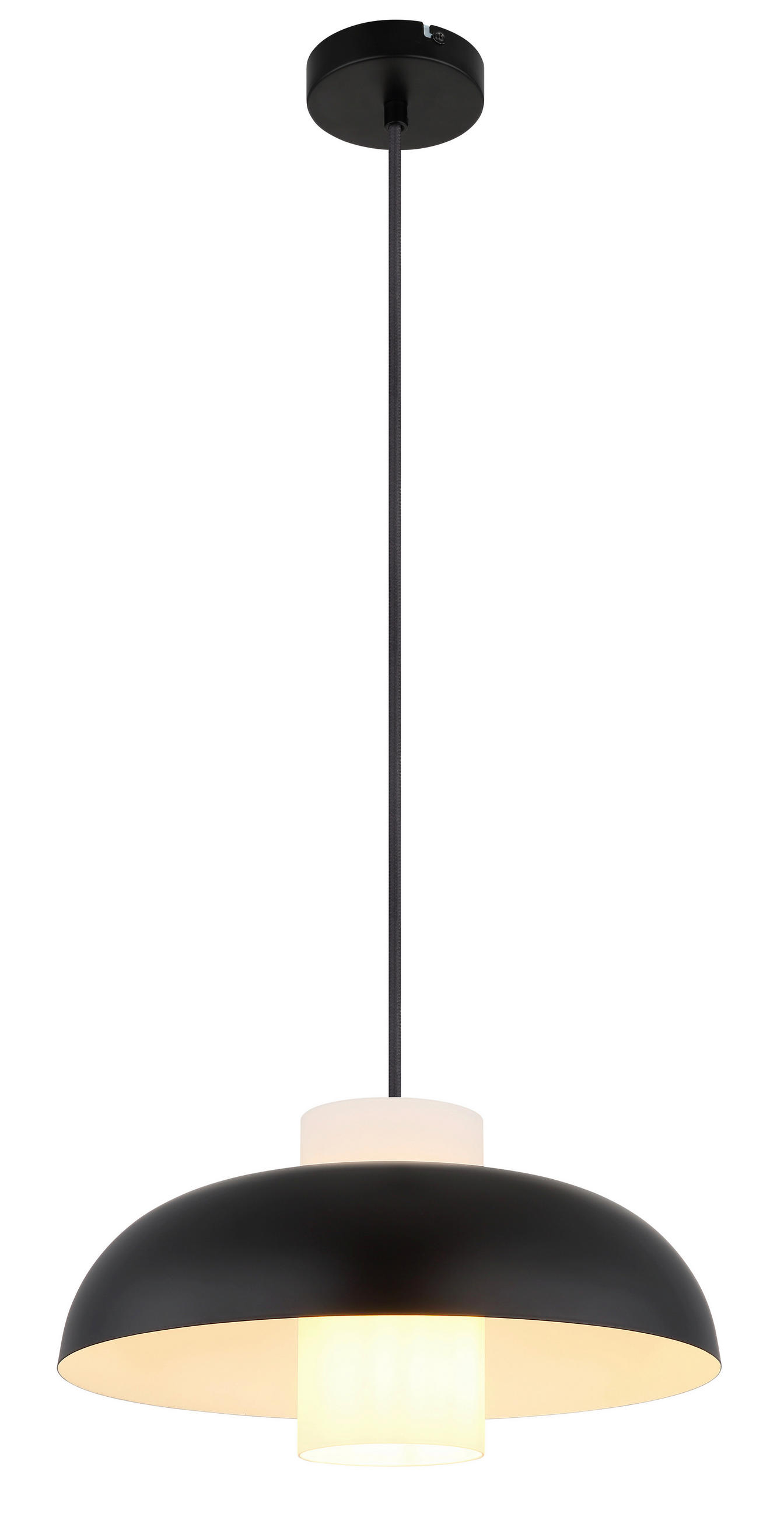 VISEČA SVETILKA  LOWE      38/120 cm      E27 - črna/bela, Trend, kovina/steklo (38/120cm) - Globo