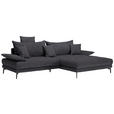 ECKSOFA in Flachgewebe Anthrazit  - Anthrazit/Schwarz, MODERN, Textil/Metall (297/173cm) - Carryhome