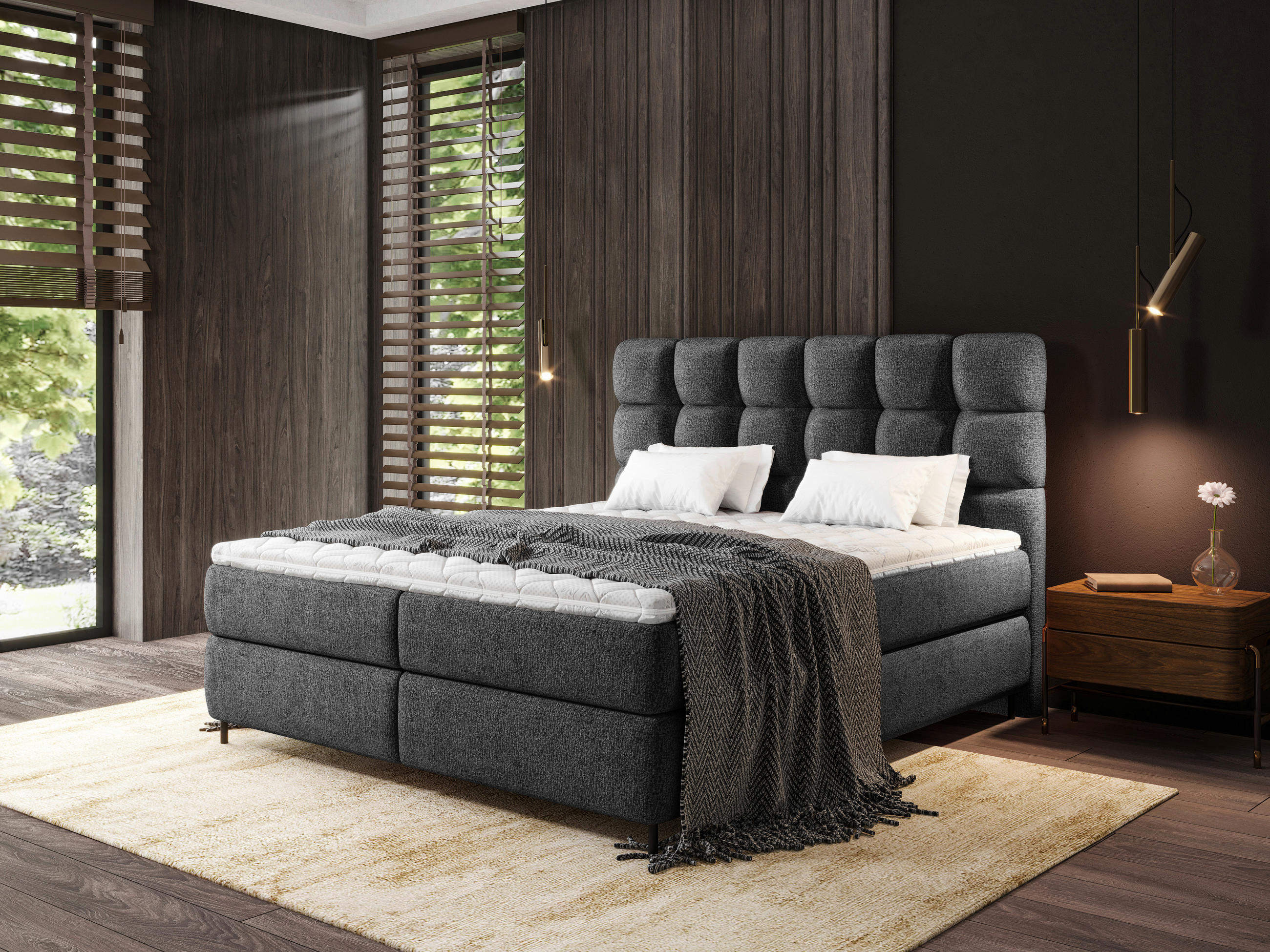 BOXSPRINGBETT 160/200 cm  in Schwarz  - Schwarz, Trend, Textil/Metall (160/200cm) - Esposa