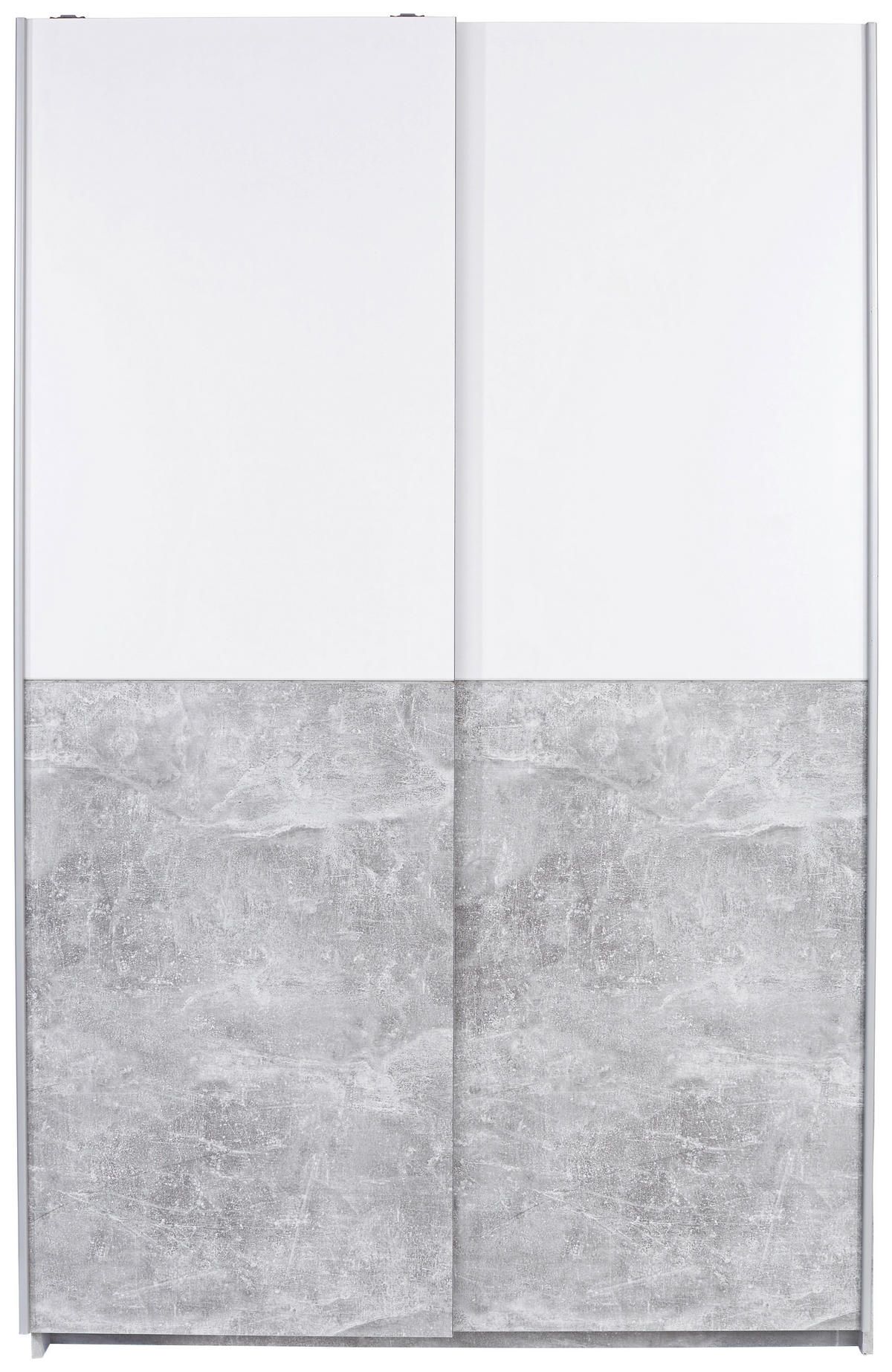 SCHIEBETÜRENSCHRANK 125/196/62 cm 2-türig Grau, Weiß  - Eichefarben/Alufarben, MODERN, Holzwerkstoff/Metall (125/196/62cm) - P & B