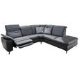 ECKSOFA in Echtleder Anthrazit - Chromfarben/Anthrazit, KONVENTIONELL, Leder/Metall (292/242cm) - Cantus