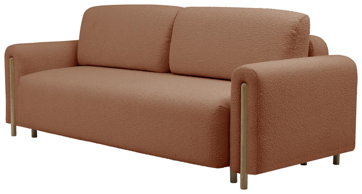 SCHLAFSOFA Hellrot  - Eichefarben/Hellrot, Design, Holz/Textil (244/97/97cm) - MID.YOU