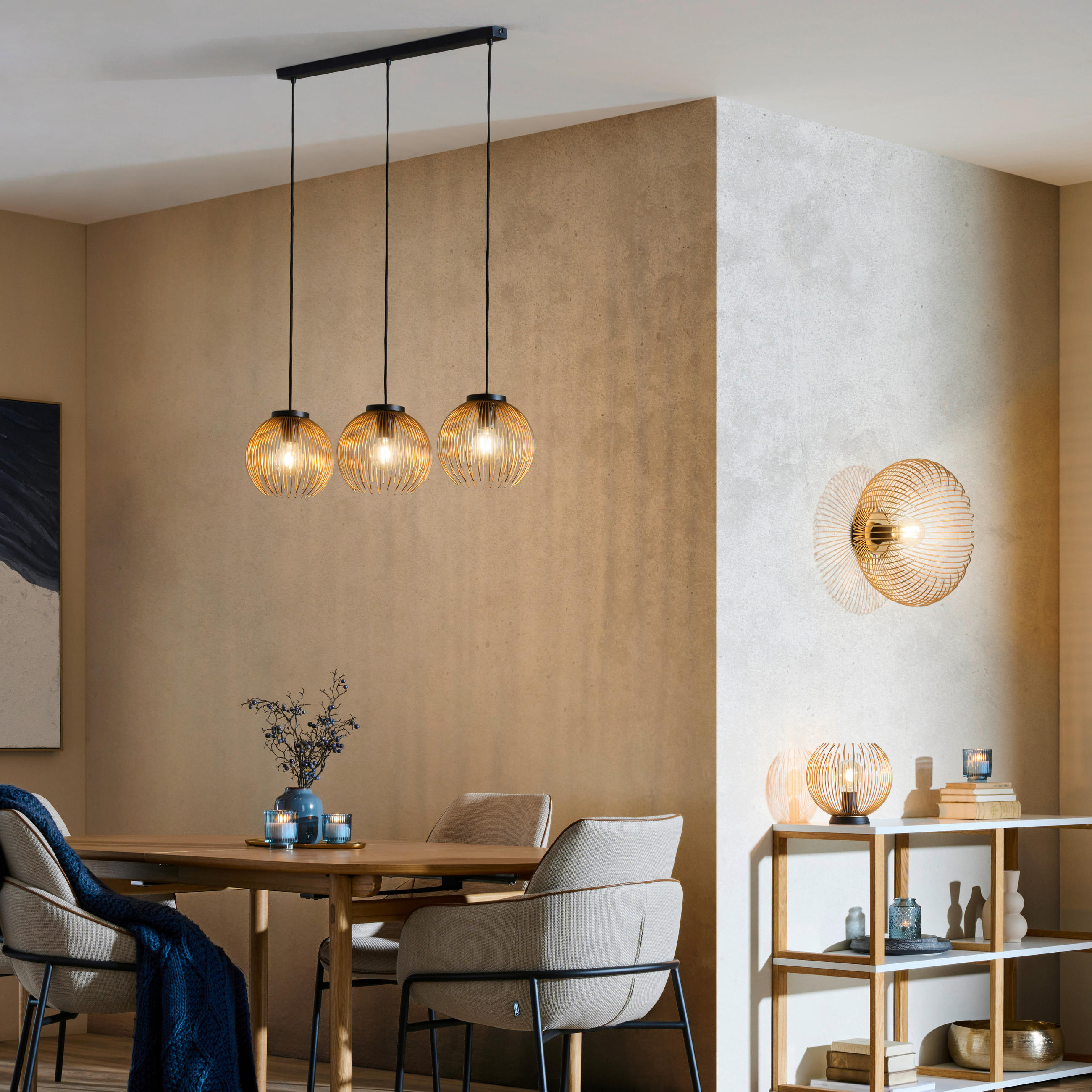 EGLO Pendelleuchte STELLATO – 70cm, Holzoptik Ahorn, Mit E27 Fassung, Für Wohnzimmer & Küche