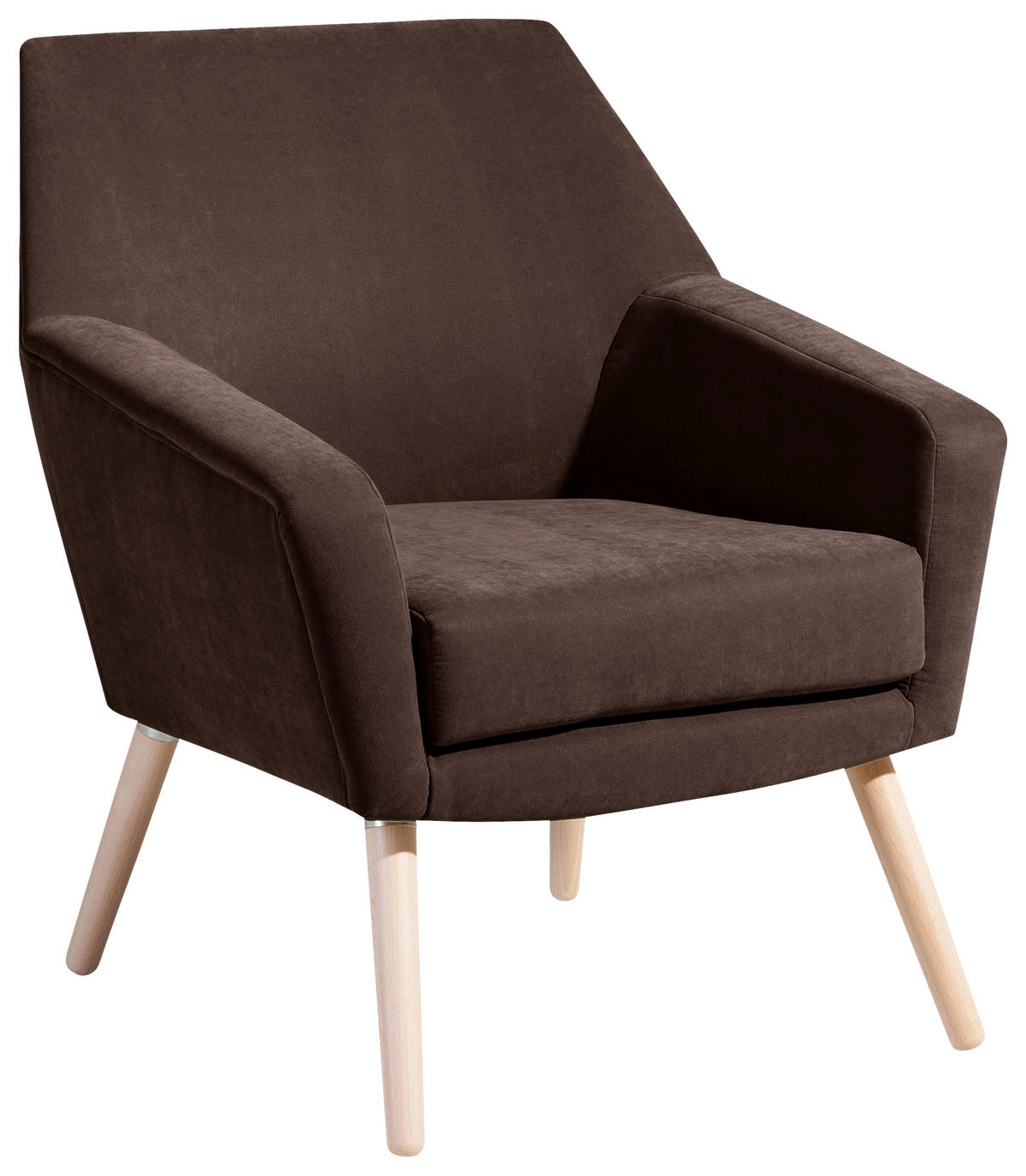 SESSEL in Velours Braun  - Buchefarben/Braun, Design, Holz/Textil (67/81/71cm) - Max Winzer