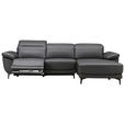 ECKSOFA inkl. Funktionen Ronald Schwarz Echtleder, Kombination Echtleder/Lederlook Lederlook  - Schwarz, Design, Leder/Kunststoff (269/164cm) - Xora