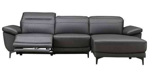 ECKSOFA inkl. Funktionen Ronald Schwarz Echtleder, Kombination Echtleder/Lederlook Lederlook  - Schwarz, Design, Leder/Kunststoff (269/164cm) - Xora