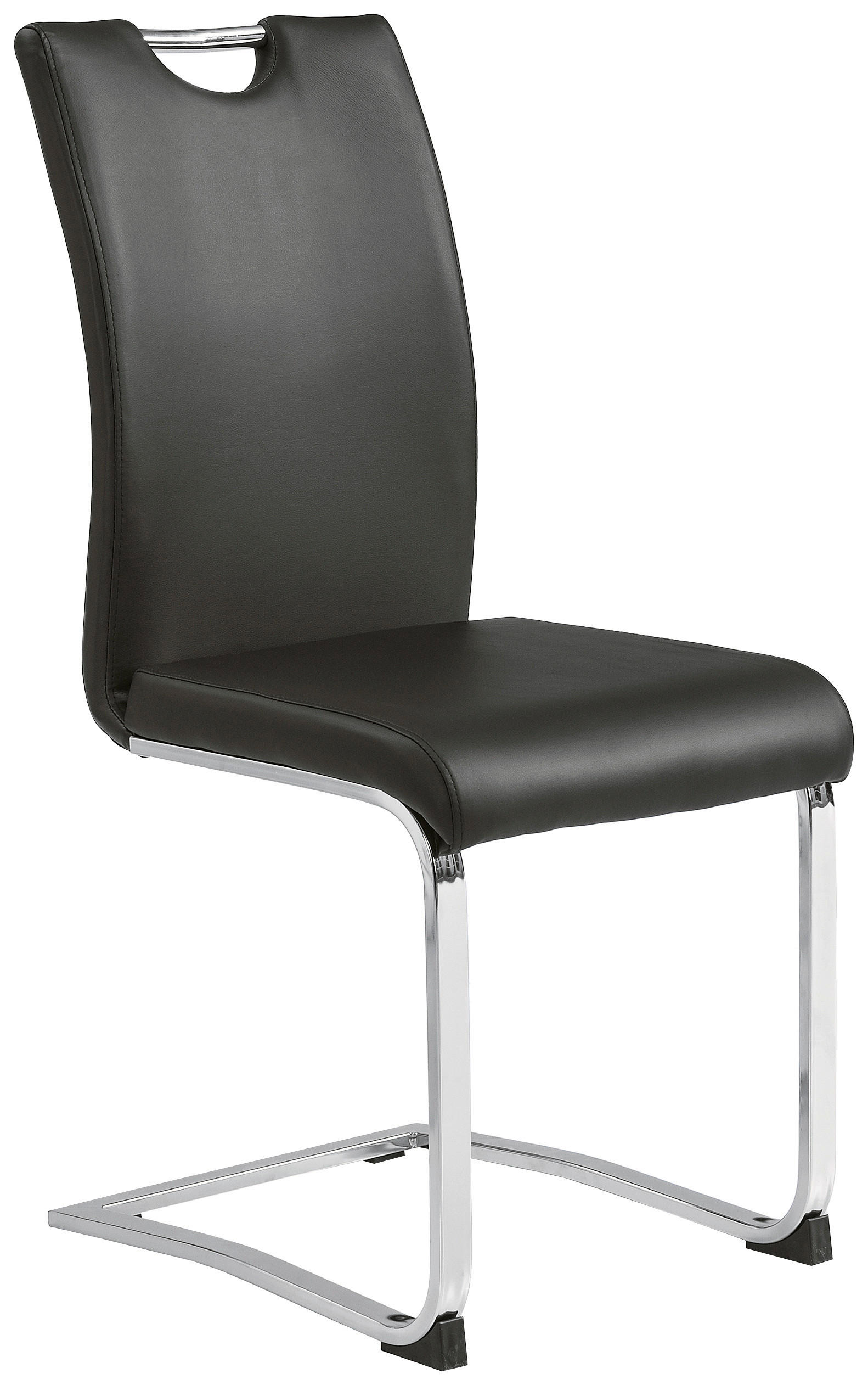 Scaun Cantilever din metal, textil, negru, culoare crom