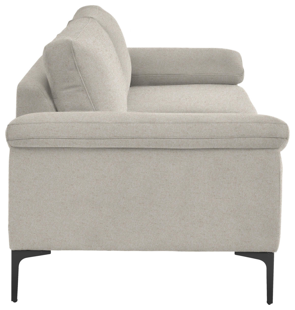 3-SITZER-SOFA in Flachgewebe Naturfarben, Beige  - Beige/Schwarz, Design, Textil/Metall (226/89/97cm) - Pure Home Lifestyle