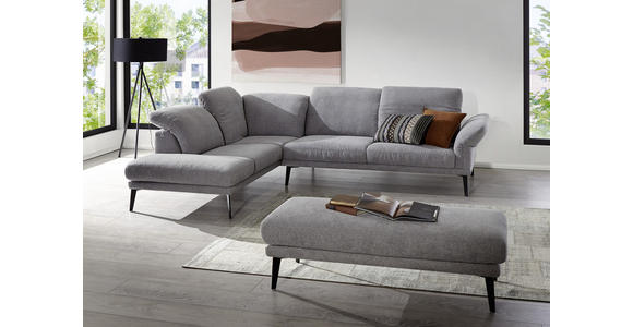 WOHNLANDSCHAFT Grau Webstoff - Schwarz/Grau, Design, Textil/Metall (226/292cm) - Valnatura
