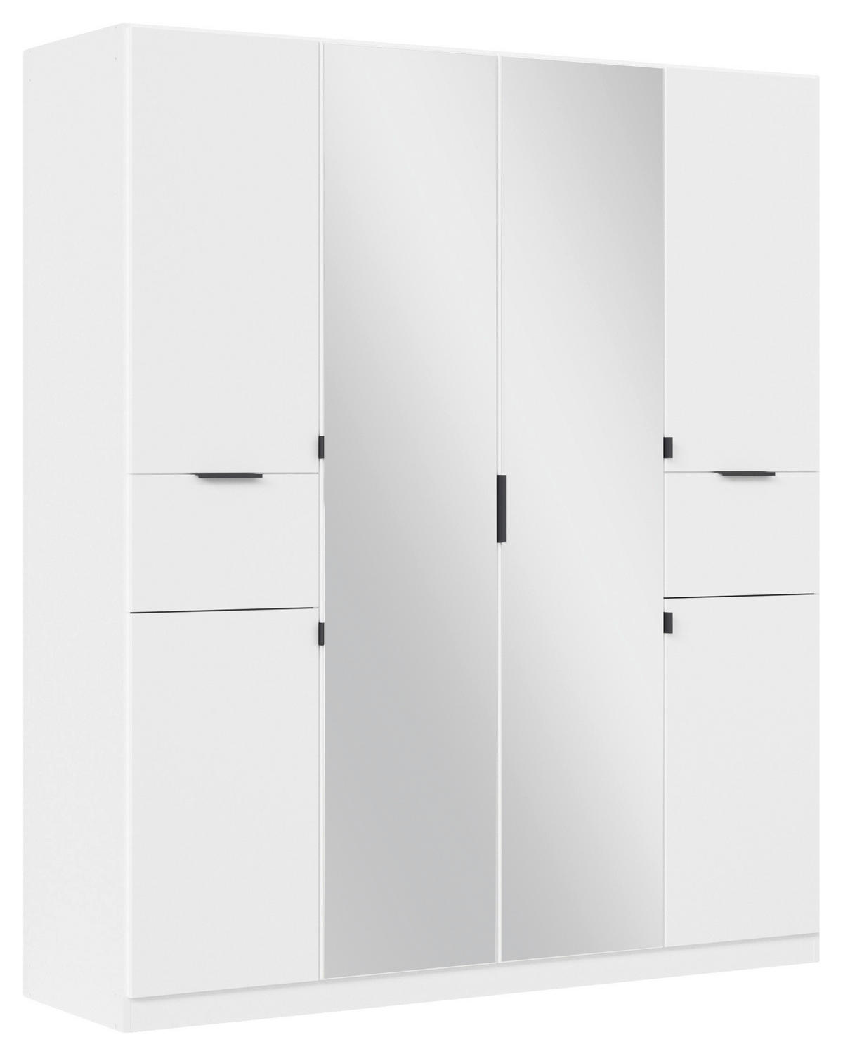 GARDEROB MED GÅNGJÄRN 181/210/54 cm 6-dörrar - vit/silver, Modern, metall/trämaterial (181/210/54cm) - Rauch Möbel