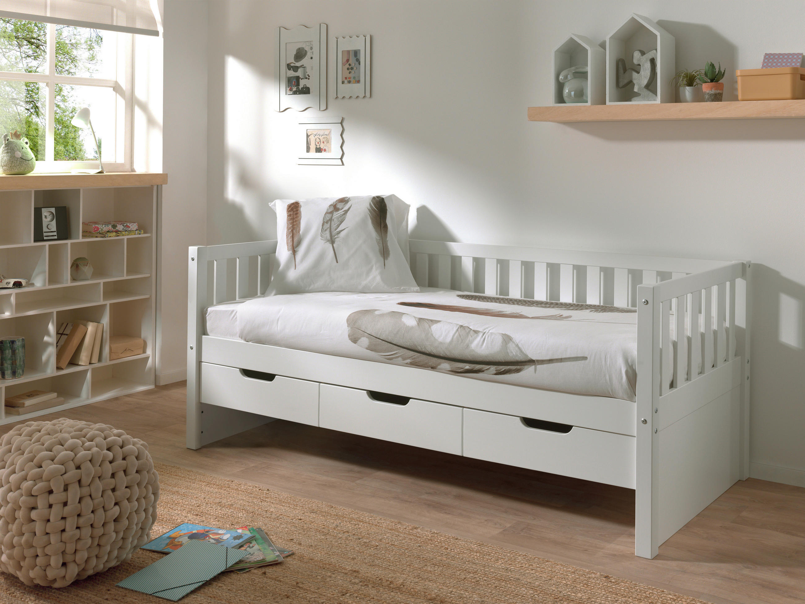 STAURAUMBETT 90/200 cm  in Weiß  - Weiß, MODERN, Holz/Holzwerkstoff (90/200cm) - Vipack