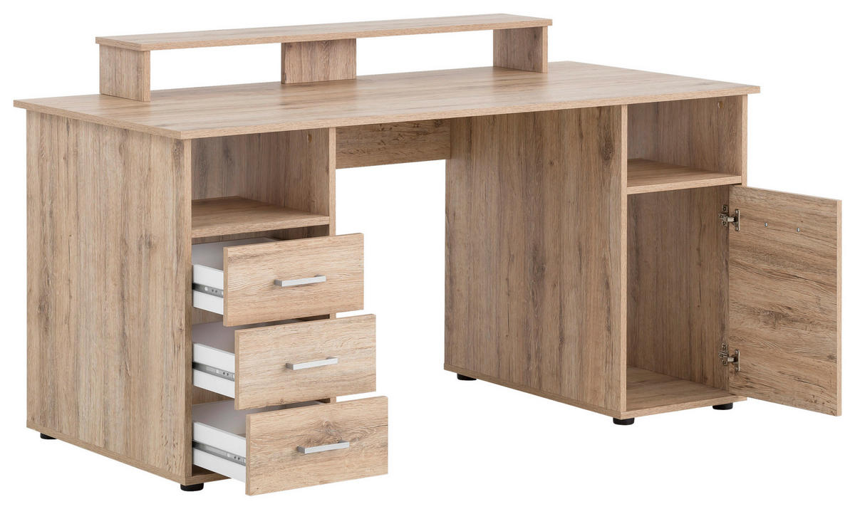 SCHREIBTISCH 150/70/70,4 cm  in Wildeiche  - Wildeiche/Silberfarben, MODERN, Holzwerkstoff/Kunststoff (150/70/70,4cm) - MID.YOU