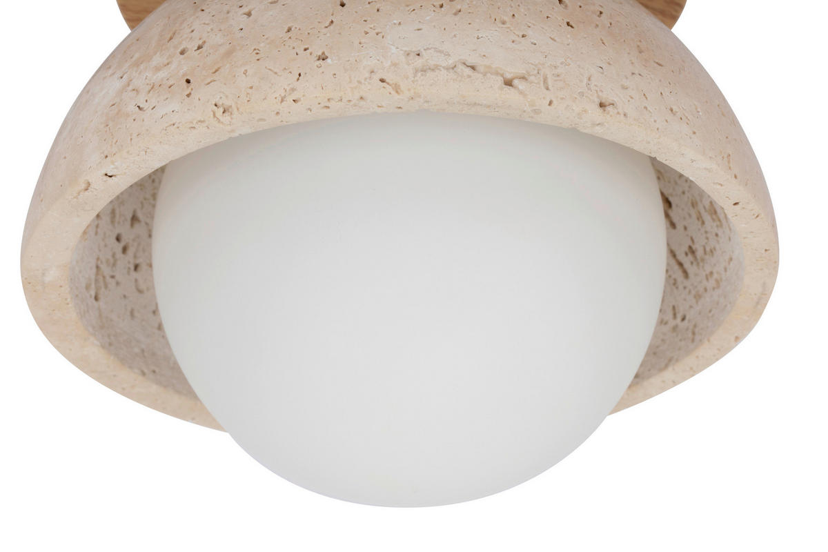 DECKENLEUCHTE  15/15 cm    - Beige/Weiß, Design, Glas/Stein (15/15cm) - Collet's Monde