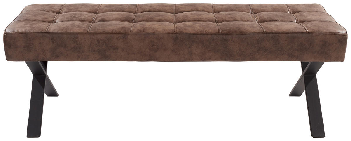 SITZBANK 140/48/45 cm Samt, Lederlook Braun  - Anthrazit/Braun, MODERN, Textil/Metall (140/48/45cm)