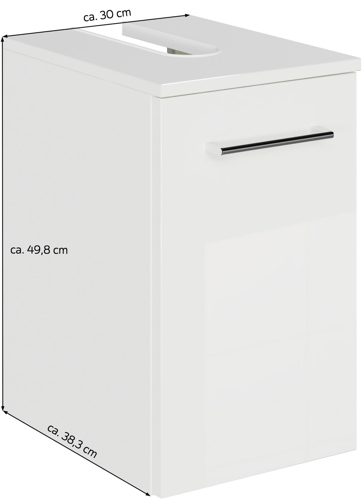 WASCHBECKENUNTERSCHRANK 30/49,8/38,3 cm  - Chromfarben/Wildeiche, KONVENTIONELL, Holzwerkstoff/Metall (30/49,8/38,3cm) - Sadena