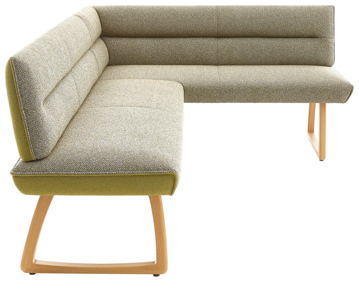ECKBANK in Holz, Textil Grün, Eichefarben, Hellgrün  - Eichefarben/Hellgrün, Design, Holz/Textil (237/162cm) - Koinor