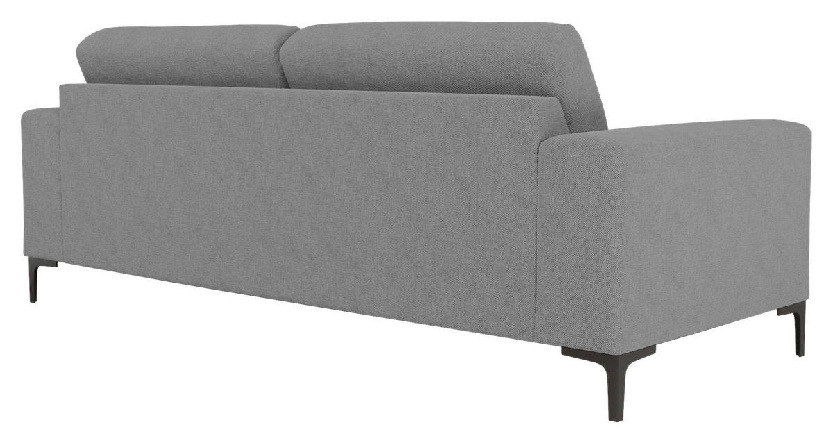 3-SITS SOFFA i flatväv grå  - svart/grå, Klassisk, metall/trä (224/85/88cm) - Carryhome