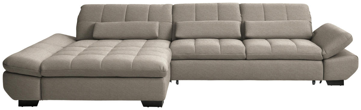 ECKSOFA  in Flachgewebe Greige  204/341 cm  - Greige/Schwarz, Design, Textil/Metall (204/341cm) - Xora