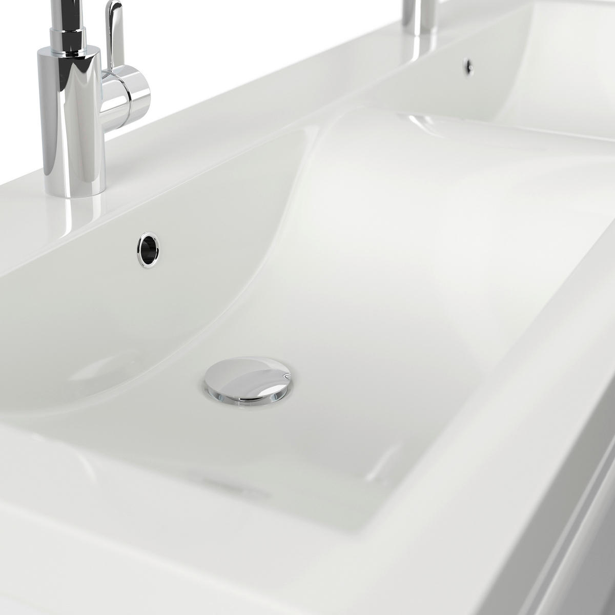 WASCHTISCHKOMBI 160 cm  - Weiß Hochglanz/Weiß, Basics, Holzwerkstoff/Stein (160cm) - MID.YOU