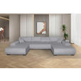 WOHNLANDSCHAFT  in Cord Grau  - Schwarz/Grau, KONVENTIONELL, Textil/Metall (191/351/191cm) - Carryhome