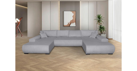 WOHNLANDSCHAFT  in Cord Grau  - Schwarz/Grau, KONVENTIONELL, Textil/Metall (191/351/191cm) - Carryhome