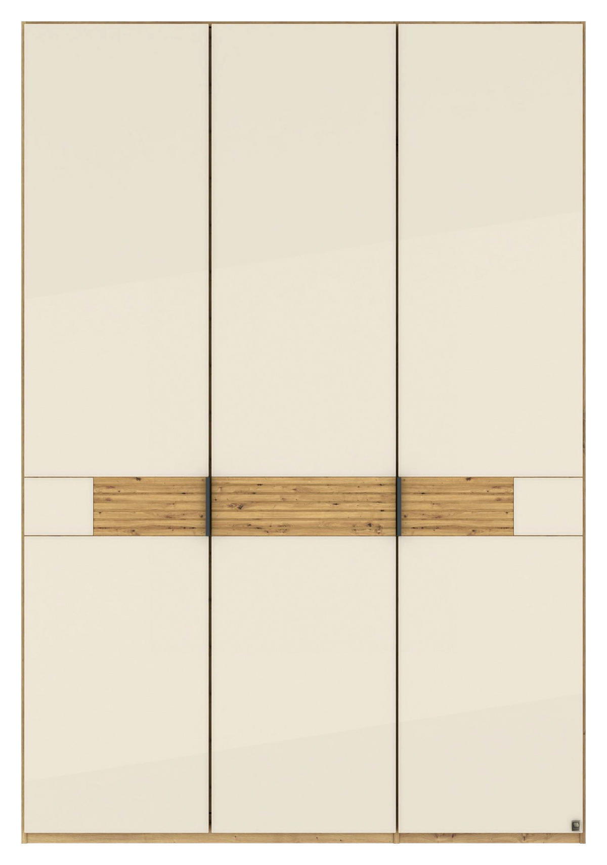 DREHTÜRENSCHRANK 150/216/58 cm,  in Champagner, Eiche Bianco, 3 Tür(en)  - Schieferfarben/Eiche Bianco, Design, Glas/Holz (150/216/58cm) - Musterring
