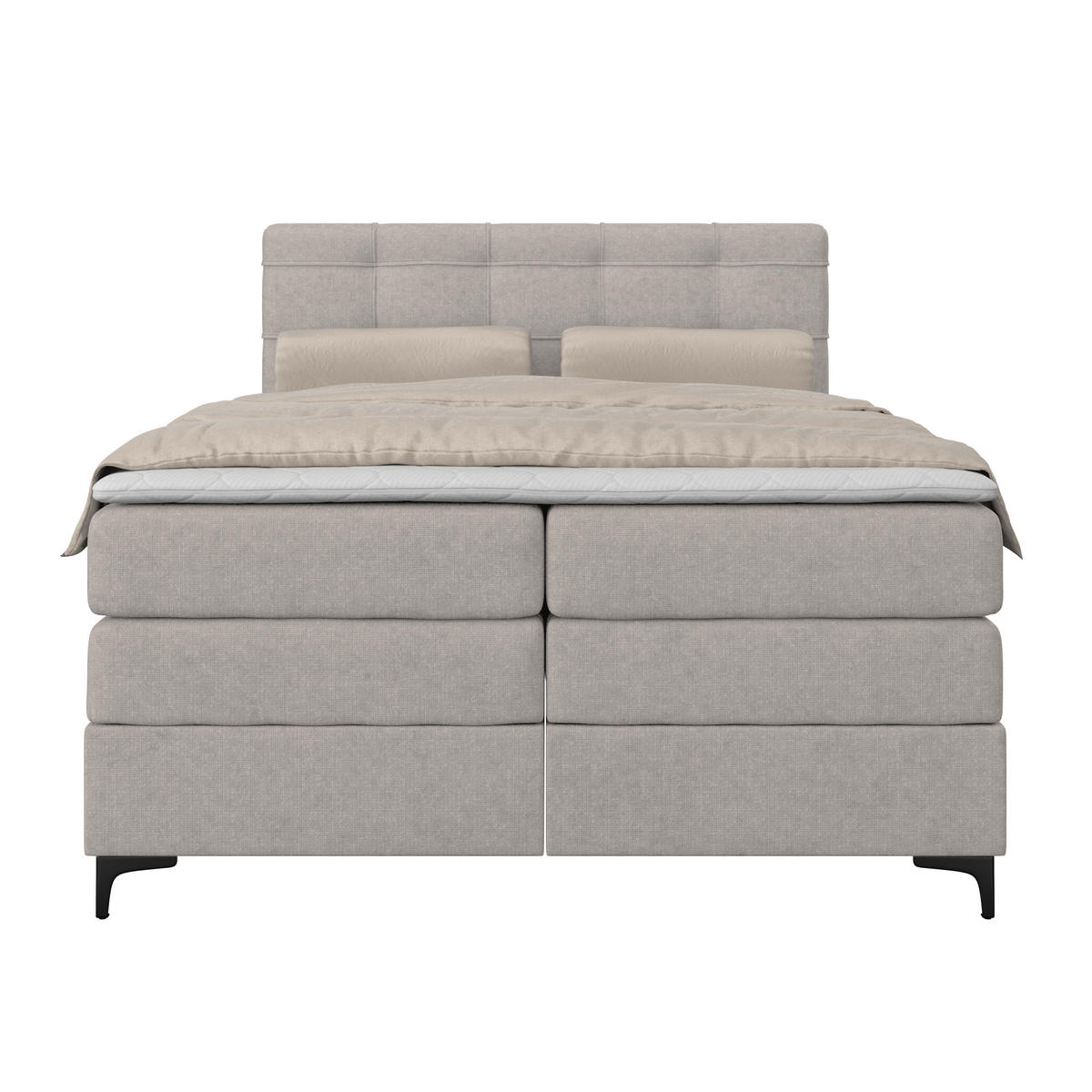 BOXSPRINGBETT 140/200 cm,  in Lavagrau, H3 = fest  - Lavagrau/Schwarz, KONVENTIONELL, Kunststoff/Textil (140/200cm)
