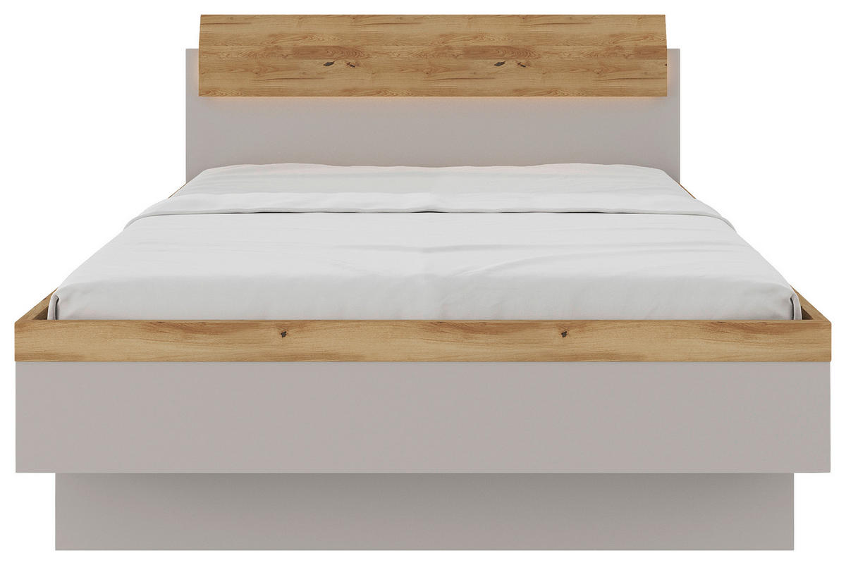 BETT 140/200 cm  in Hellgrau, Eichefarben   - Eichefarben/Hellgrau, Modern, Holz/Holzwerkstoff (140/200cm) - Xora