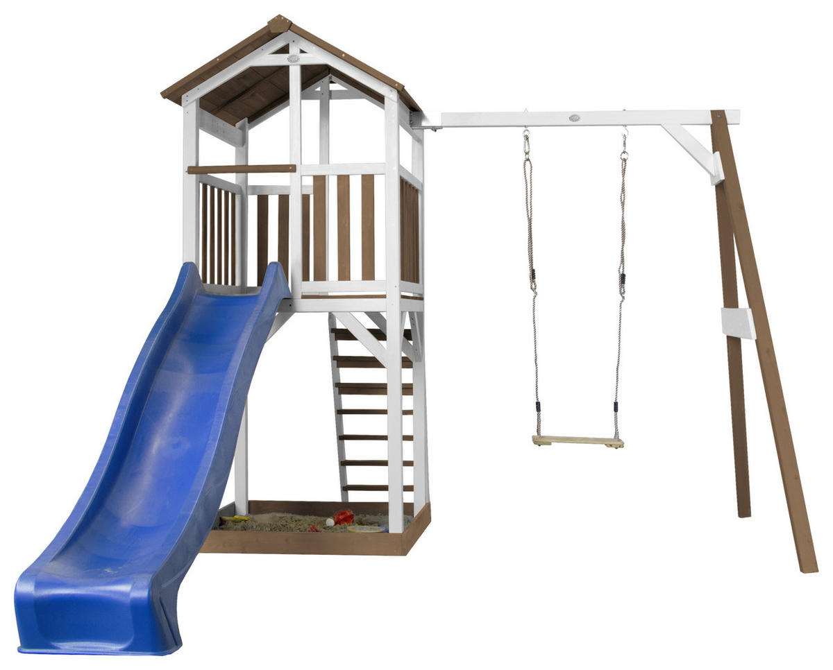 AXI BEACH TOWER SINGLE SWING 283,60/241.9/349 cm  - Blau/Braun, KONVENTIONELL, Holz (283,60/241.9/349cm) - Ambia Garden