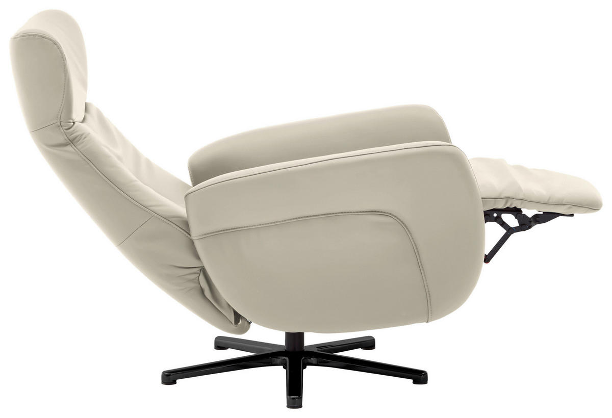 RELAXSESSEL in Leder Ecru  - Ecru/Schwarz, Design, Leder/Metall (76/112/83cm) - Beldomo Speed